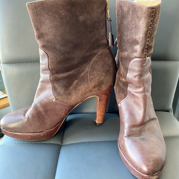 Rag & Bone Distressed Leather & Suede Brown Boots - Picture 1 of 6